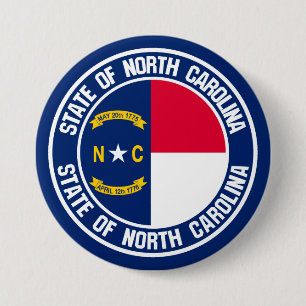 Chapa Redonda De 7 Cm North Carolina Round Emblem