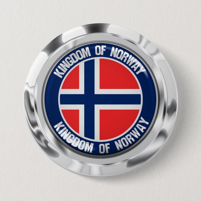 Chapa Redonda De 7 Cm Noruega redonda Emblem (Anverso)
