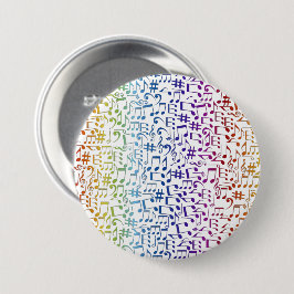 Chapa Redonda De 7 Cm Notas musicales coloridas bailando Música Amantes 