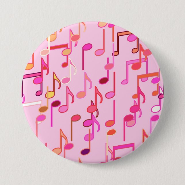 Chapa Redonda De 7 Cm Notas musicales impresas - rosa, multi (Anverso)