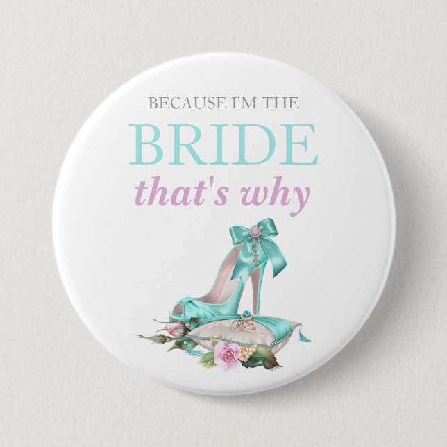 Chapa Redonda De 7 Cm Novia rosa Turquesa Stiletto Rosa Satin Pillow (Anverso)