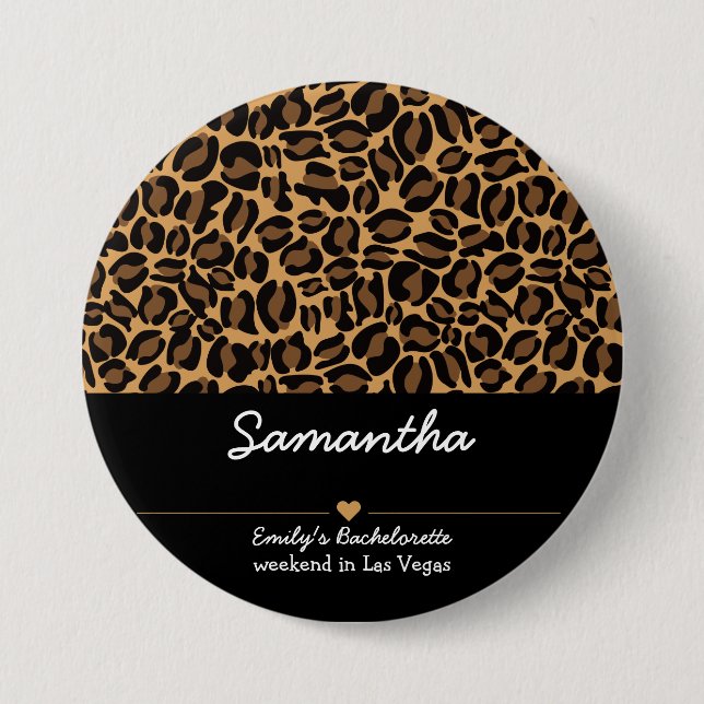 Chapa Redonda De 7 Cm Novia Soltera Elegante Estampado de Leopardo de Mo (Anverso)