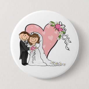 Chapa Redonda De 7 Cm Novia y Groom