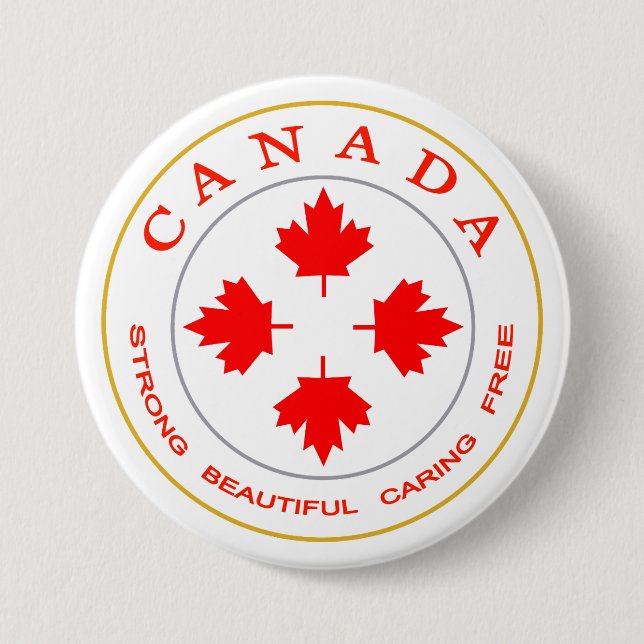 Chapa Redonda De 7 Cm Nuestro emblema de Canadá (Anverso)