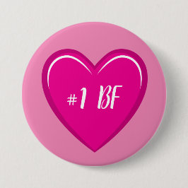 Chapa Redonda De 7 Cm Número 1 Gráfica simple de corazón rosado BF