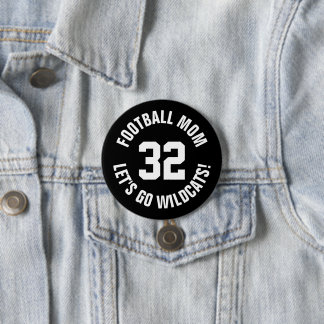 Chapa Redonda De 7 Cm Número de Jersey de Black and White Football Mom