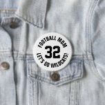 Chapa Redonda De 7 Cm Número de Jersey de Black and White Football Mom<br><div class="desc">Alegra a tu equipo deportivo favorito, jugador de fútbol o simplemente muestra tu orgullo escolar con un botón personalizado personalizado. Añade tu nombre escolar o personaliza con el nombre del jugador y el número de camiseta. Perfecto para el fútbol, el baloncesto, el béisbol y los partidos de fútbol. Crea pines...</div>