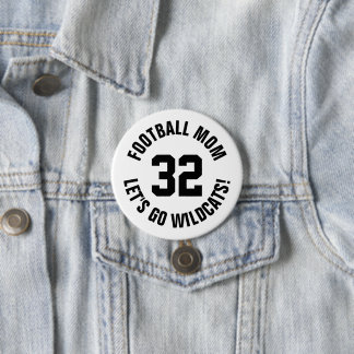 Chapa Redonda De 7 Cm Número de Jersey de Black and White Football Mom