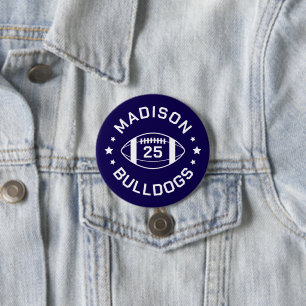 Chapa Redonda De 7 Cm Número de Jersey de Jugador de Fútbol Blanco y Mar