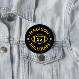 Chapa Redonda De 7 Cm Número de Jersey de Jugador de Fútbol Negro y Oro
