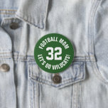 Chapa Redonda De 7 Cm Número de Jersey de la Madre del Fútbol Verde y Bl<br><div class="desc">Alegra a tu equipo deportivo favorito, jugador de fútbol o simplemente muestra tu orgullo escolar con un botón personalizado personalizado. Añade tu nombre escolar o personaliza con el nombre del jugador y el número de camiseta. Perfecto para el fútbol, el baloncesto, el béisbol y los partidos de fútbol. Crea pines...</div>