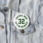 Chapa Redonda De 7 Cm Número de Jersey de la Madre del Fútbol Verde y Bl<br><div class="desc">Alegra a tu equipo deportivo favorito, jugador de fútbol o simplemente muestra tu orgullo escolar con un botón personalizado personalizado. Añade tu nombre escolar o personaliza con el nombre del jugador y el número de camiseta. Perfecto para el fútbol, el baloncesto, el béisbol y los partidos de fútbol. Crea pines...</div>