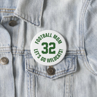 Chapa Redonda De 7 Cm Número de Jersey de la Madre del Fútbol Verde y Bl