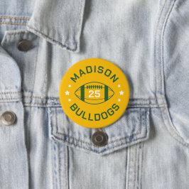 Chapa Redonda De 7 Cm Número de Jersey del jugador de fútbol verde y dor