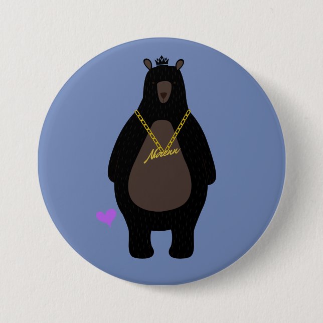 Chapa Redonda De 7 Cm NurenN Azul Oso Negro (Anverso)