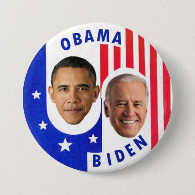 Chapa Redonda De 7 Cm Obama Biden (Anverso)