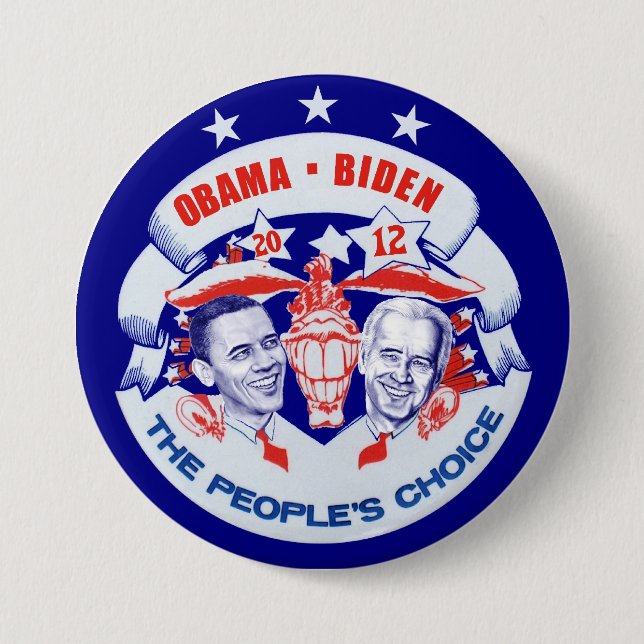 Chapa Redonda De 7 Cm Obama Biden 2012 (Anverso)