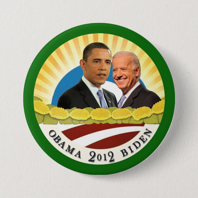 Chapa Redonda De 7 Cm Obama y sol de Biden (Anverso)