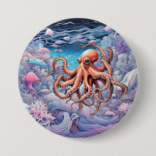 Chapa Redonda De 7 Cm Octopus