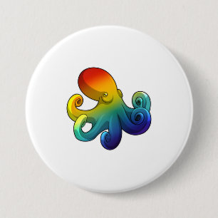 Chapa Redonda De 7 Cm Octopus con arcoiris