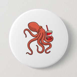 Chapa Redonda De 7 Cm Octopus con bebida