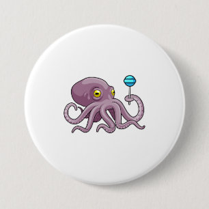 Chapa Redonda De 7 Cm Octopus con Lollipop