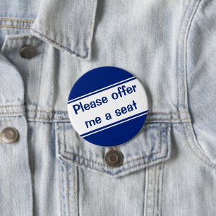 Chapa Redonda De 7 Cm Ofrezca un asiento (azul)