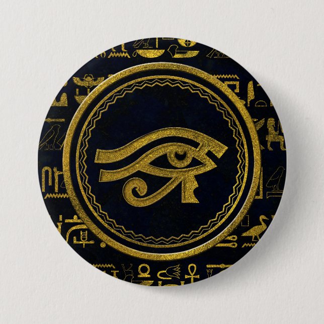Chapa Redonda De 7 Cm Ojo egipcio del oro de Horus - Wadjet (Anverso)