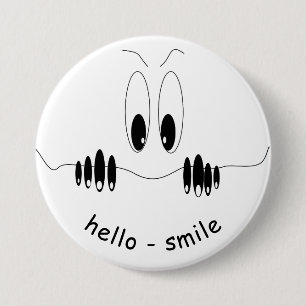 Chapa Redonda De 7 Cm Ojos curiosos - Sonrisa - Añadir tu texto/color