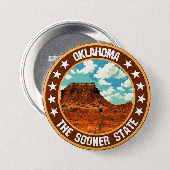 Chapa Redonda De 7 Cm Oklahoma (Anverso y reverso)