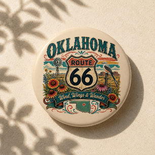 Chapa Redonda De 7 Cm Oklahoma Ruta 66 Viaje de Flor Silvestre Flair