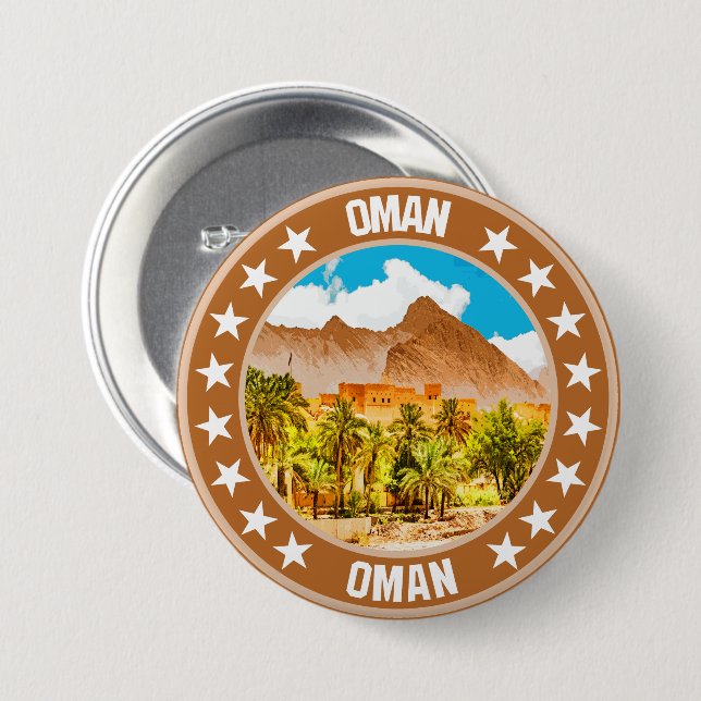 Chapa Redonda De 7 Cm Oman (Anverso y reverso)