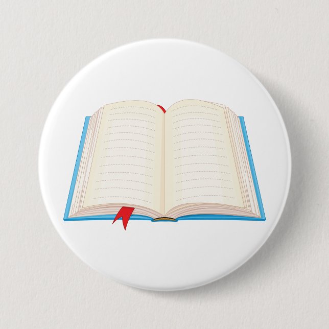 Chapa Redonda De 7 Cm Open Lined Book Red Bookmark (Anverso)