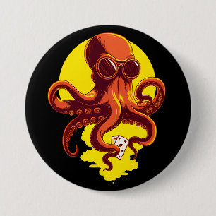 Chapa Redonda De 7 Cm Orange Smart Octopus