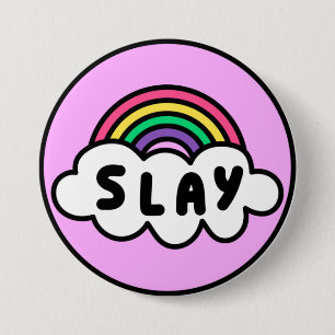 Chapa Redonda De 7 Cm Orgullo- color arcoiris con nubes.