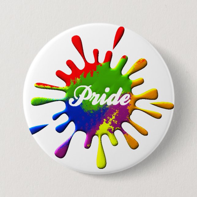 Chapa Redonda De 7 Cm Orgullo Gay Bandera Arcoiris Desfile Orgullo (Anverso)