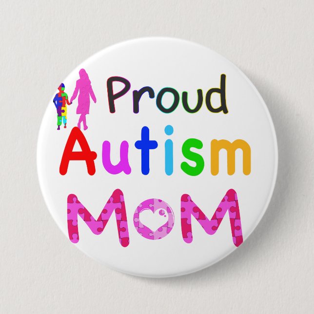 Chapa Redonda De 7 Cm Orgullosa madre del autismo (Anverso)