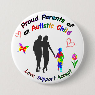 Chapa Redonda De 7 Cm Orgullosos padres de autistas