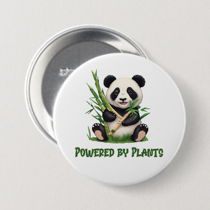 Chapa Redonda De 7 Cm Oso Panda alimentado por plantas