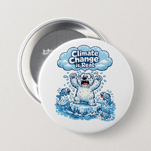 Chapa Redonda De 7 Cm Oso Polar Kawaii El Cambio Climático Es Real