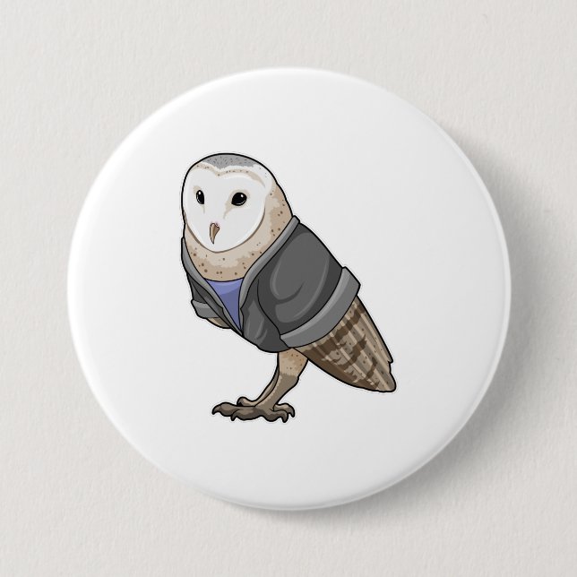 Chapa Redonda De 7 Cm Owl como secretario (Anverso)