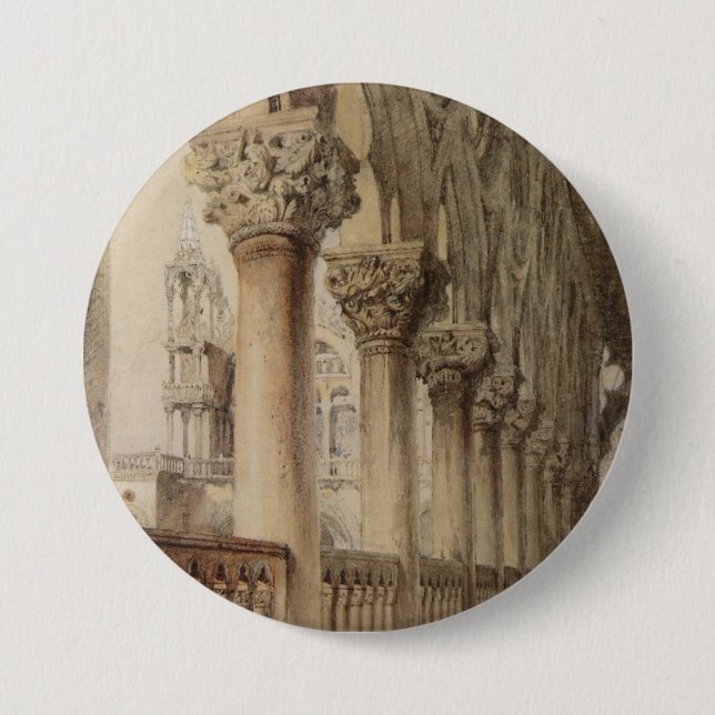 Chapa Redonda De 7 Cm Palacio Ducal (por John Ruskin) (Anverso)