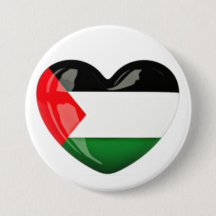 Chapa Redonda De 7 Cm Palestina Libre. Bandera palestina en forma de cor