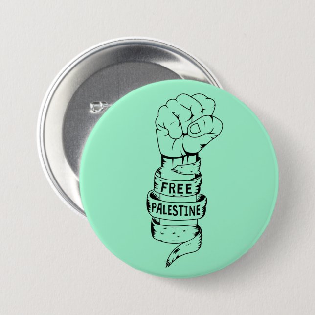 Chapa Redonda De 7 Cm Palestina Libre con puño de cosecha