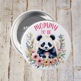 Chapa Redonda De 7 Cm Panda Bear en Chica de flores Baby Shower Mamá ser