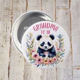 Chapa Redonda De 7 Cm Panda Bear en la abuela Baby Shower de las flores