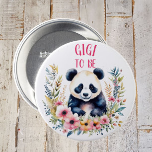 Chapa Redonda De 7 Cm Panda Bear in Flowers Baby Shower Gigi to be