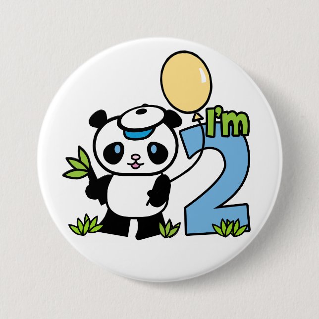Chapa Redonda De 7 Cm Panda Boy 2º cumpleaños (Anverso)