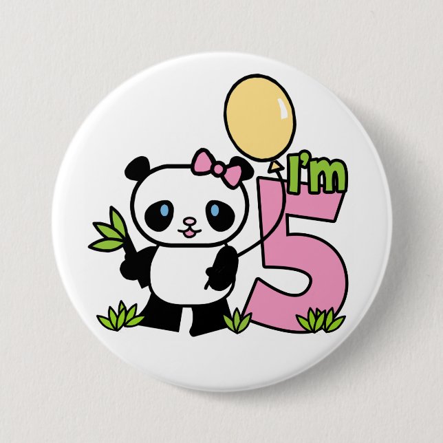 Chapa Redonda De 7 Cm Panda Chica 6º cumpleaños (Anverso)