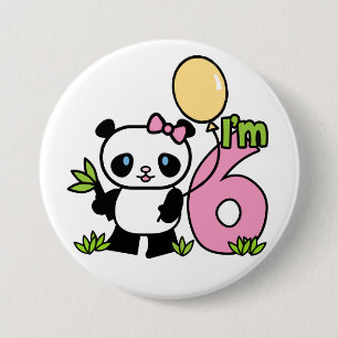 Chapa Redonda De 7 Cm Panda Chica 6º cumpleaños